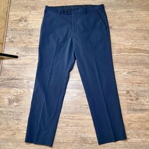 Uniqlo Men's Blue Check Flat Front Slim Fit‎ Suit Trousers Chino Pants Size 11